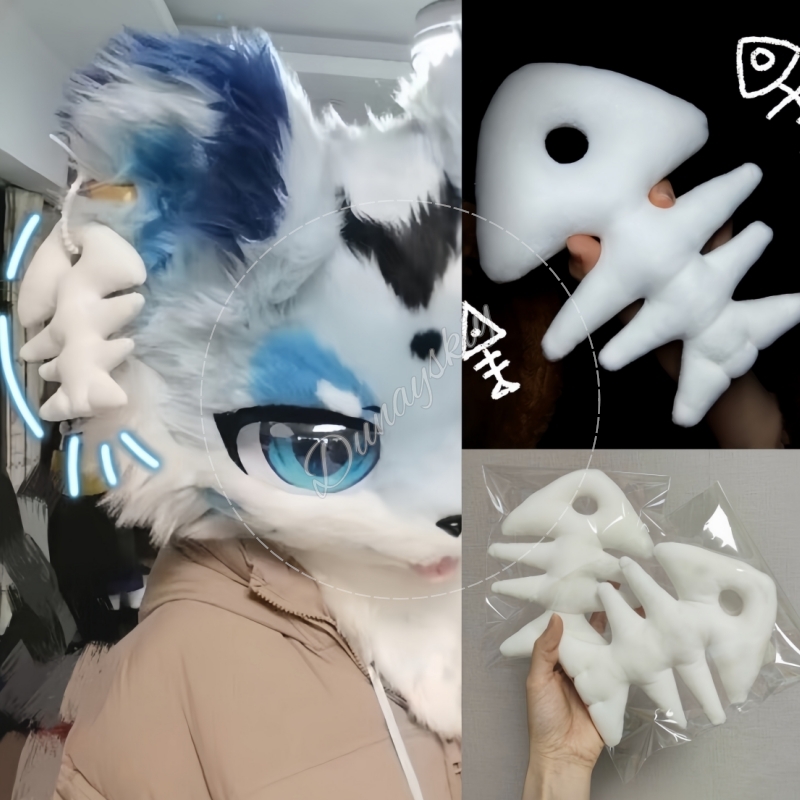 Fishbones Cosplay Prop - Chaveiro de Pelúcia Espinha de Peixe