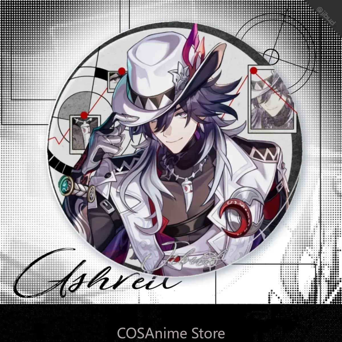 Acrylic Cosplay Prop - Broche/Crachá de Metal Ashveil Anime Honkai: