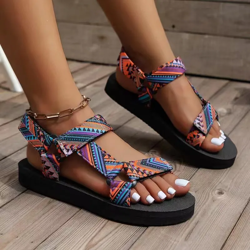Sandálias de plataforma boho c - Velcro Hook Loop avaliação e preço
